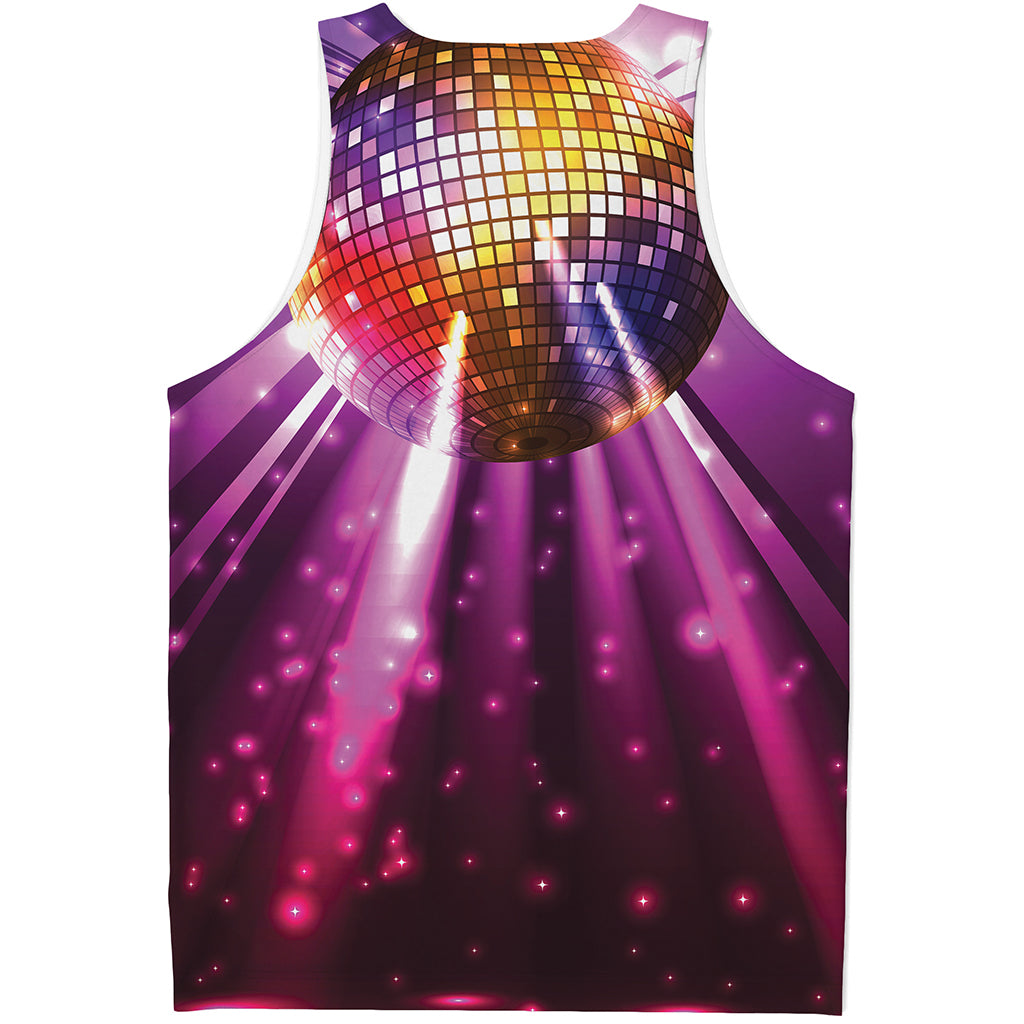 Purple Light Disco Ball Print Men's Tank Top