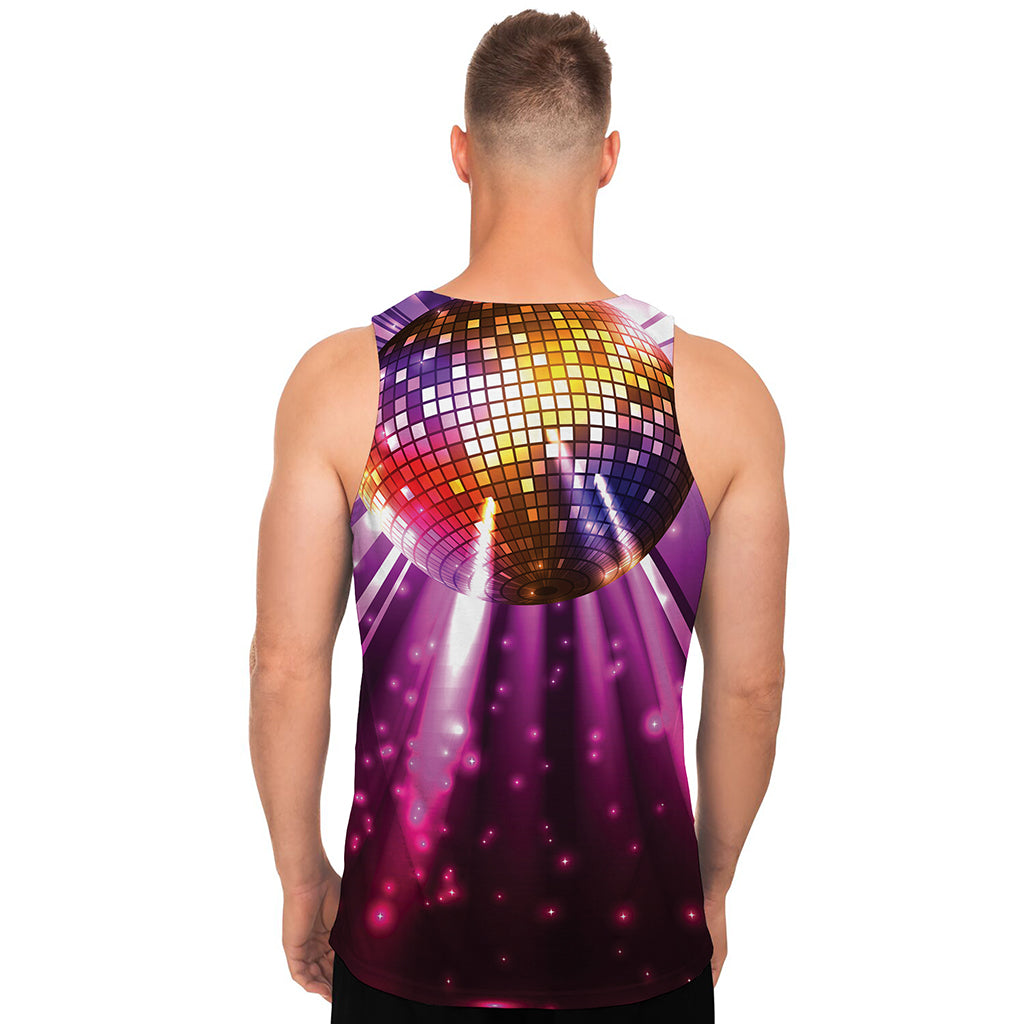 Purple Light Disco Ball Print Men's Tank Top