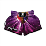 Purple Light Disco Ball Print Muay Thai Boxing Shorts