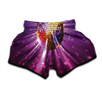 Purple Light Disco Ball Print Muay Thai Boxing Shorts