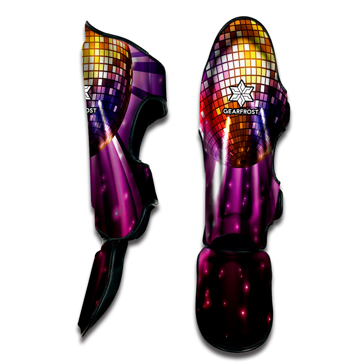 Purple Light Disco Ball Print Muay Thai Shin Guard