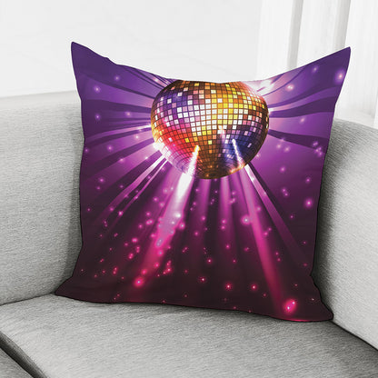 Purple Light Disco Ball Print Pillow Cover
