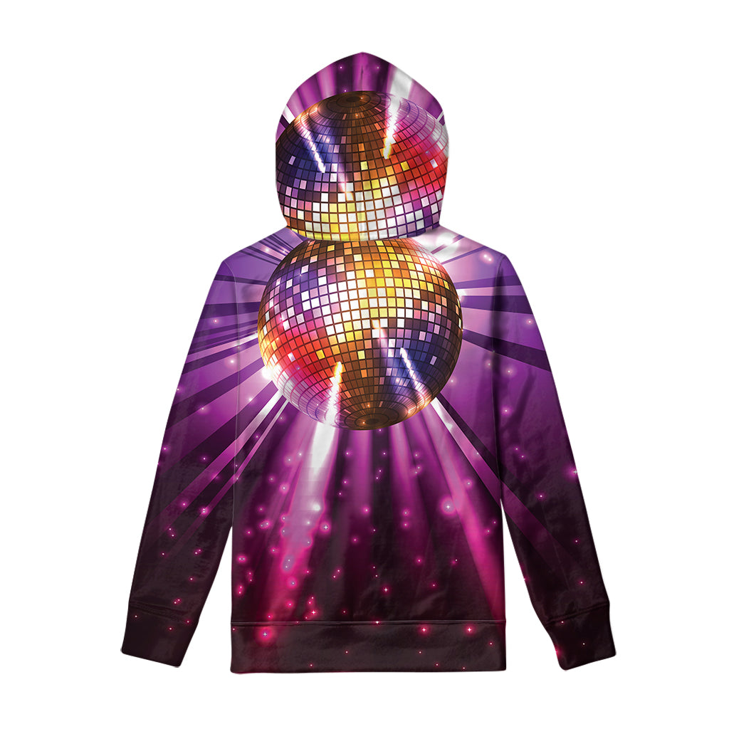 Purple Light Disco Ball Print Pullover Hoodie