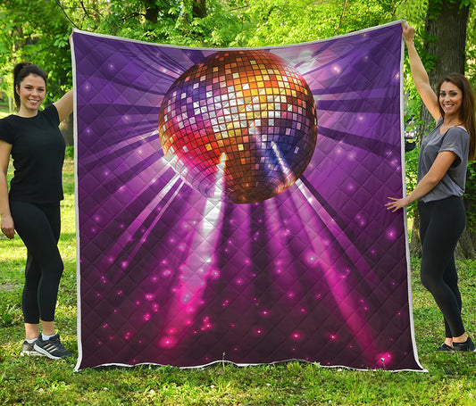 Purple Light Disco Ball Print Quilt
