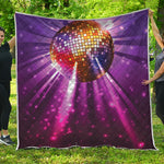 Purple Light Disco Ball Print Quilt