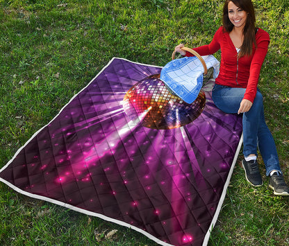 Purple Light Disco Ball Print Quilt
