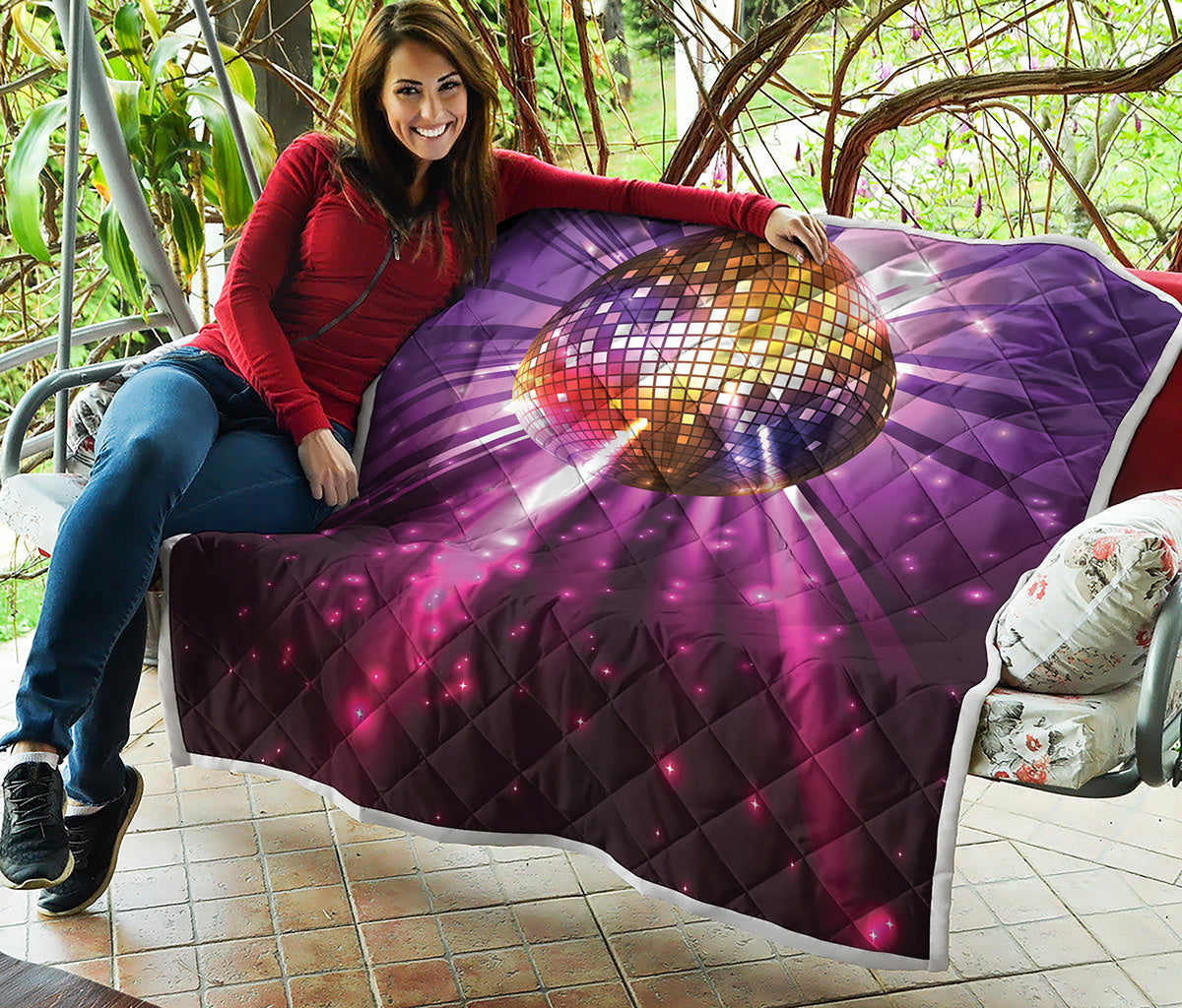 Purple Light Disco Ball Print Quilt