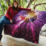 Purple Light Disco Ball Print Quilt