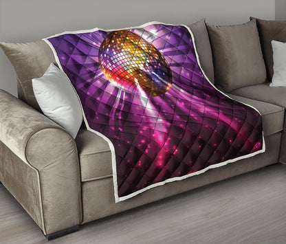 Purple Light Disco Ball Print Quilt