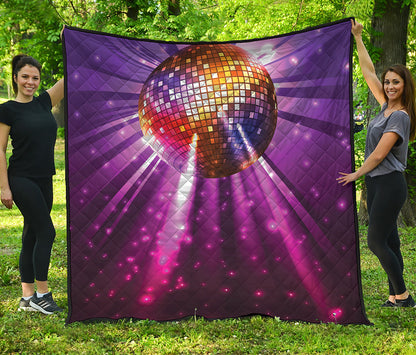 Purple Light Disco Ball Print Quilt