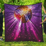 Purple Light Disco Ball Print Quilt