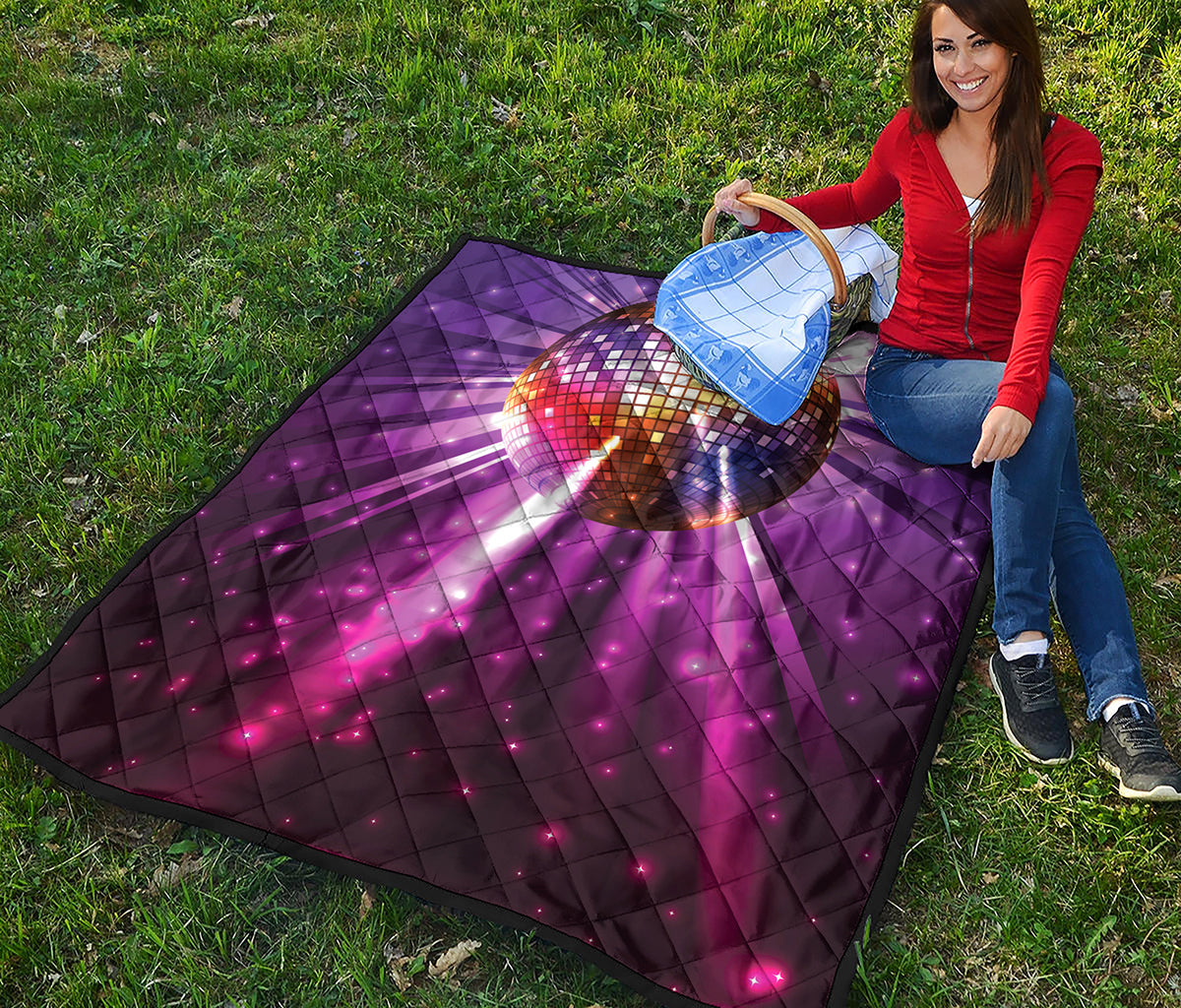 Purple Light Disco Ball Print Quilt
