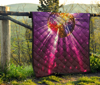 Purple Light Disco Ball Print Quilt
