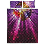 Purple Light Disco Ball Print Quilt Bed Set