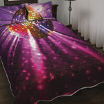 Purple Light Disco Ball Print Quilt Bed Set