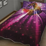 Purple Light Disco Ball Print Quilt Bed Set