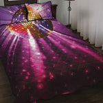 Purple Light Disco Ball Print Quilt Bed Set