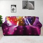 Purple Light Disco Ball Print Sofa Cover