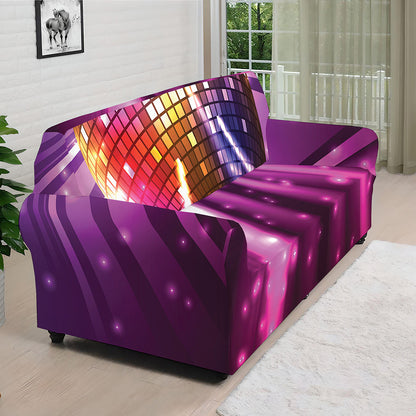 Purple Light Disco Ball Print Sofa Cover