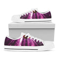 Purple Light Disco Ball Print White Low Top Sneakers