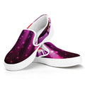 Purple Light Disco Ball Print White Slip On Sneakers