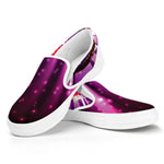 Purple Light Disco Ball Print White Slip On Shoes