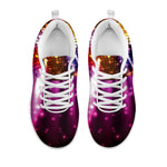 Purple Light Disco Ball Print White Sneakers