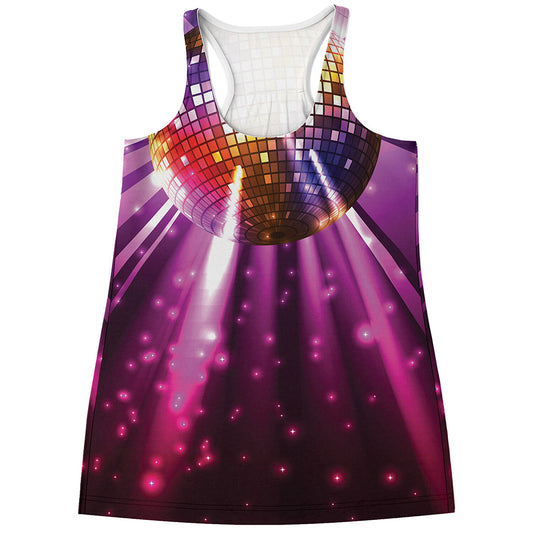 Purple Light Disco Ball Print Women's Racerback Tank Top