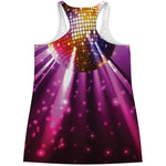 Purple Light Disco Ball Print Women's Racerback Tank Top