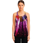 Purple Light Disco Ball Print Women's Racerback Tank Top