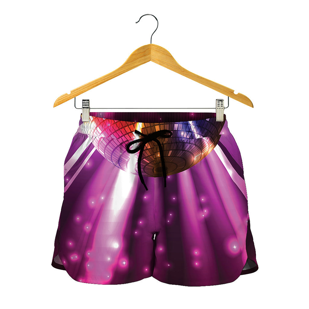 Purple Light Disco Ball Print Women's Shorts