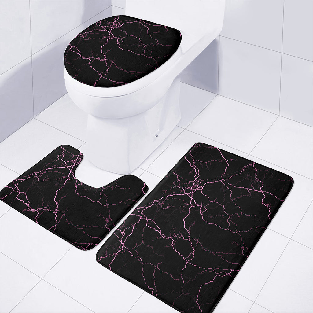 Purple Lightning Print 3 Piece Bath Mat Set