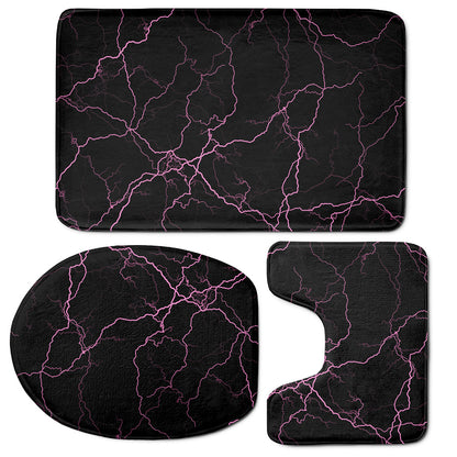Purple Lightning Print 3 Piece Bath Mat Set