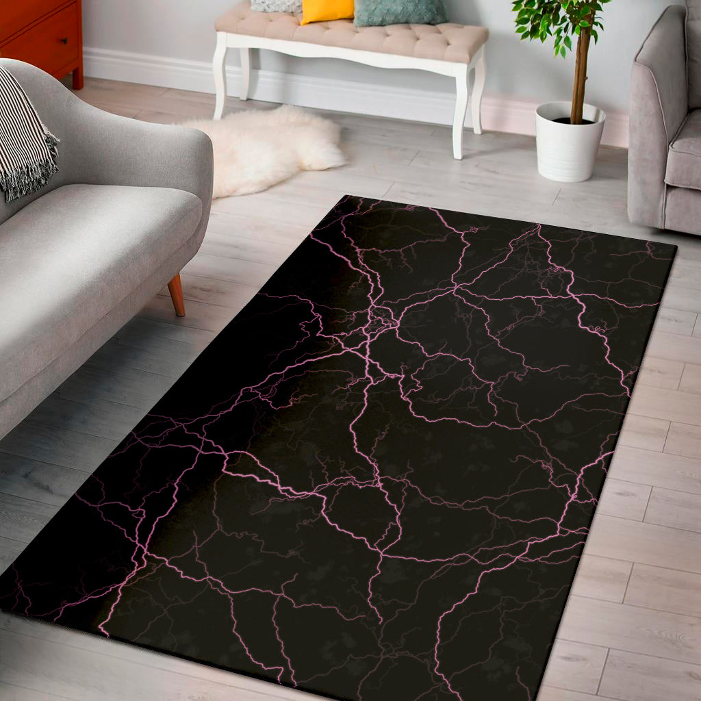 Purple Lightning Print Area Rug