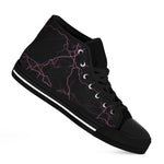 Purple Lightning Print Black High Top Shoes