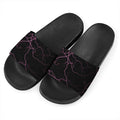 Purple Lightning Print Black Slide Sandals