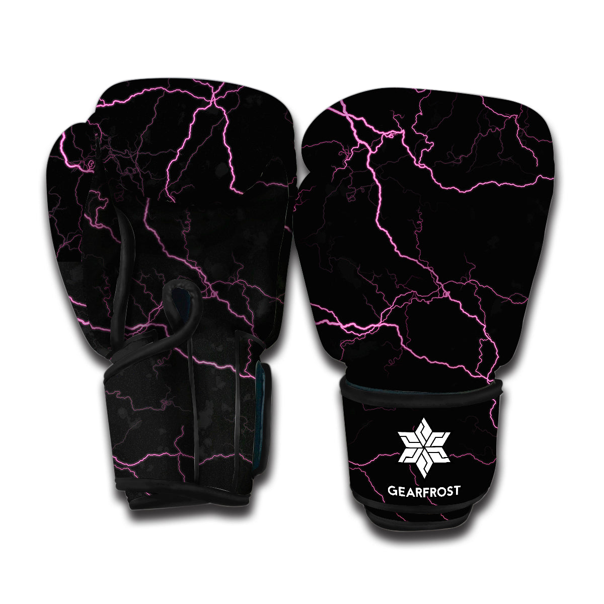 Purple Lightning Print Boxing Gloves