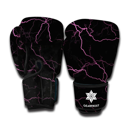 Purple Lightning Print Boxing Gloves
