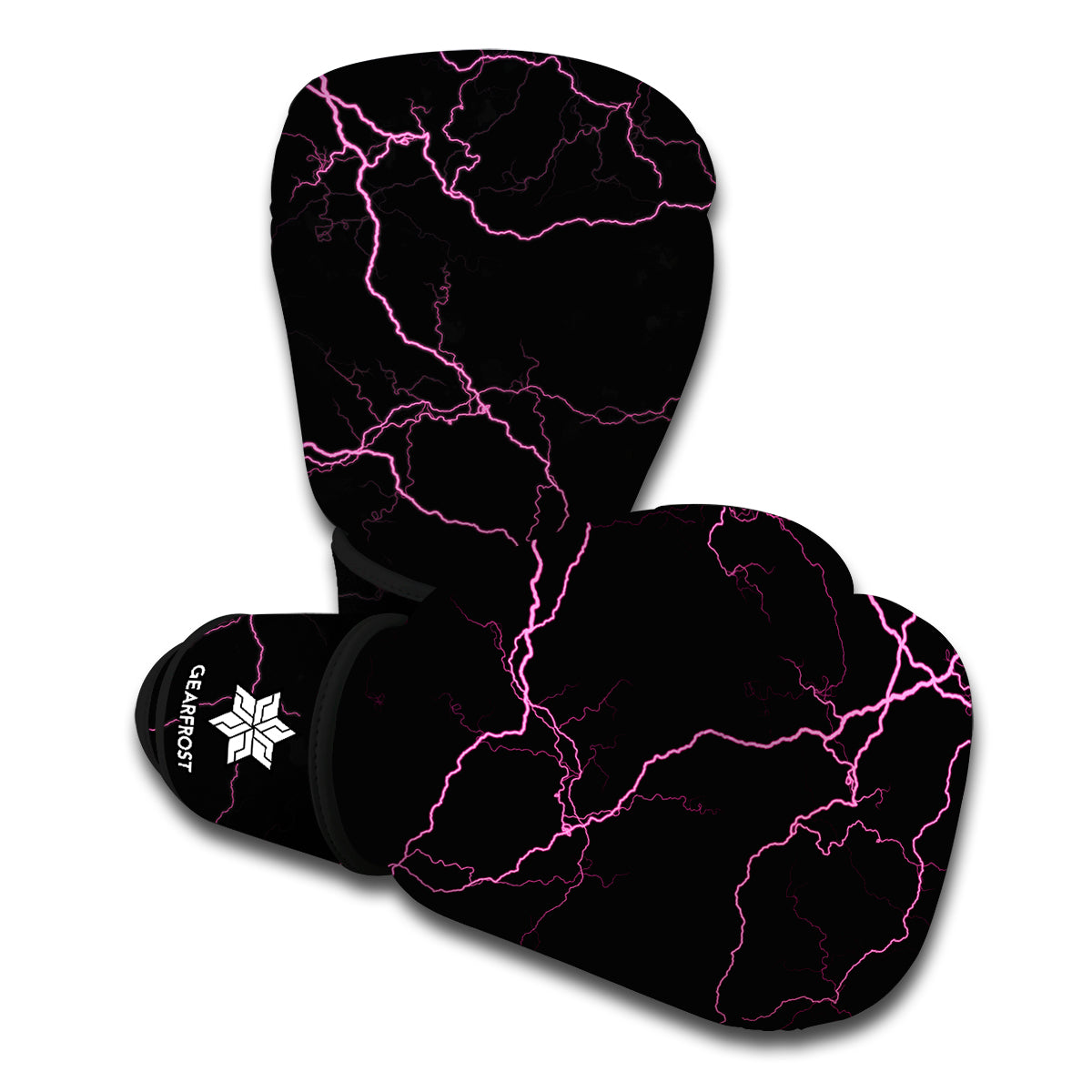 Purple Lightning Print Boxing Gloves