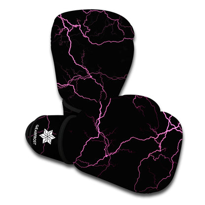 Purple Lightning Print Boxing Gloves