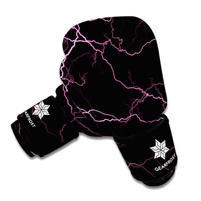 Purple Lightning Print Boxing Gloves