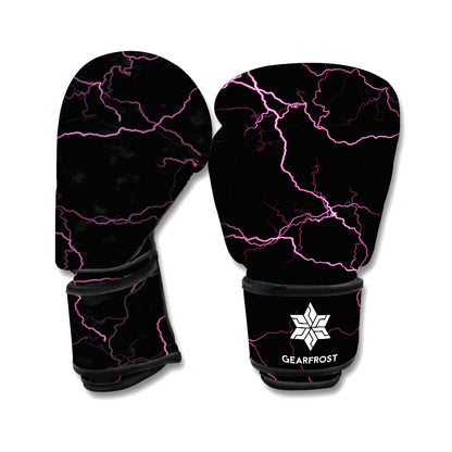 Purple Lightning Print Boxing Gloves