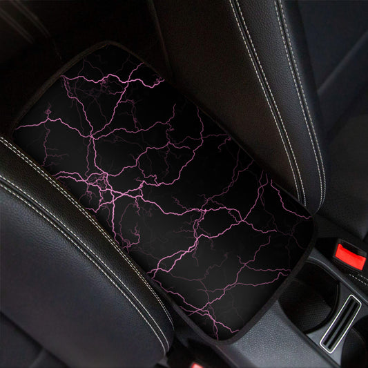 Purple Lightning Print Car Center Console Cover