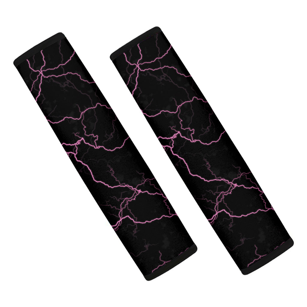Purple Lightning Print Car Seat Belt Covers