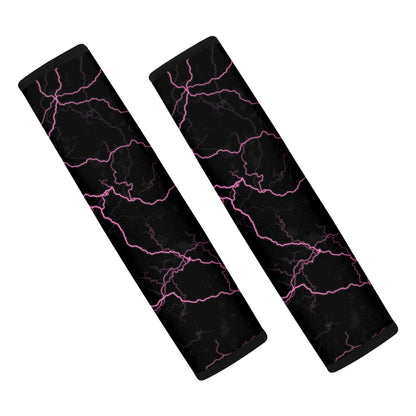 Purple Lightning Print Car Seat Belt Covers