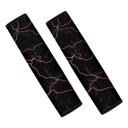 Purple Lightning Print Car Seat Belt Covers