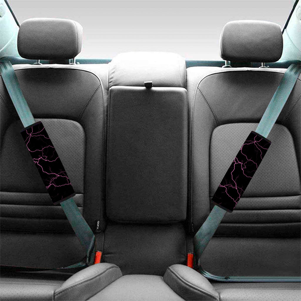 Purple Lightning Print Car Seat Belt Covers