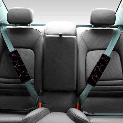 Purple Lightning Print Car Seat Belt Covers