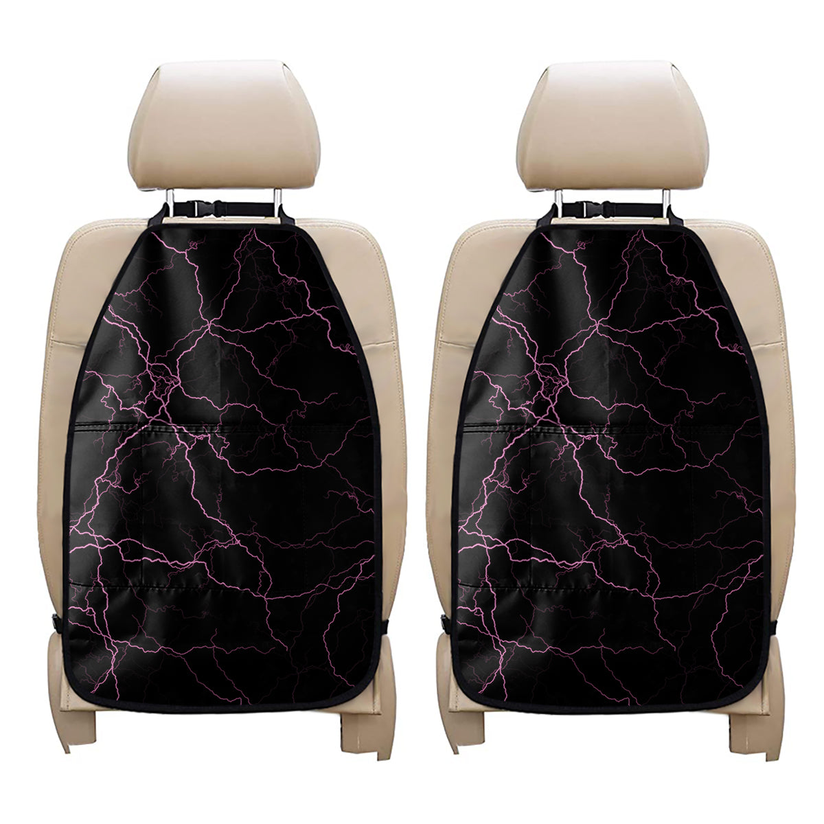 Purple Lightning Print Car Seat Organizers