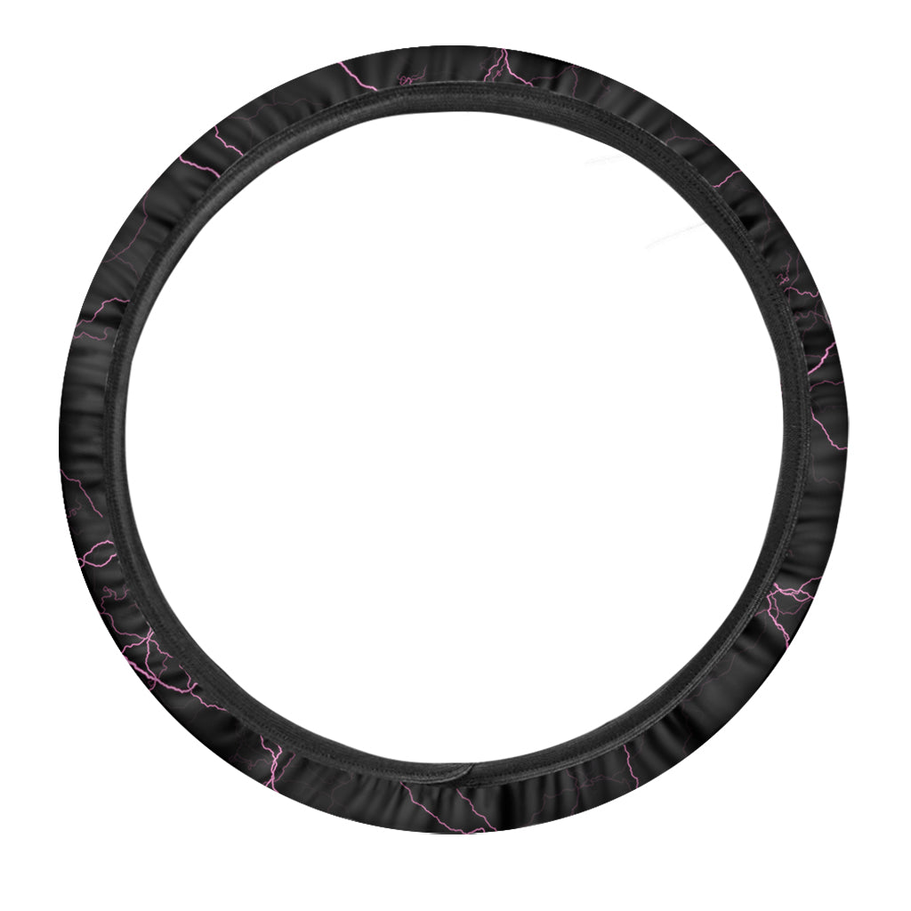 Purple Lightning Print Car Steering Wheel Cover